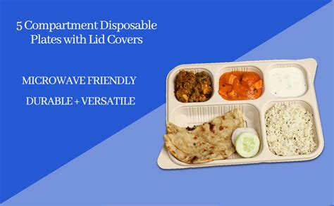 Buy VIK® 5 Compartment Disposable Plates with Lid Cover (Pack of 20 ...