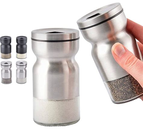 HOME EC Glass Salt and Pepper Shakers Set with Adjustable Pour Holes ...