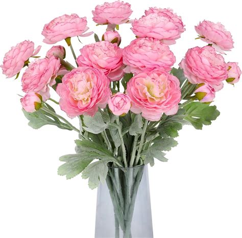 Hawesome 6pcs Peonies Artificial Flowers 18Heads Artificial Pink Silk ...