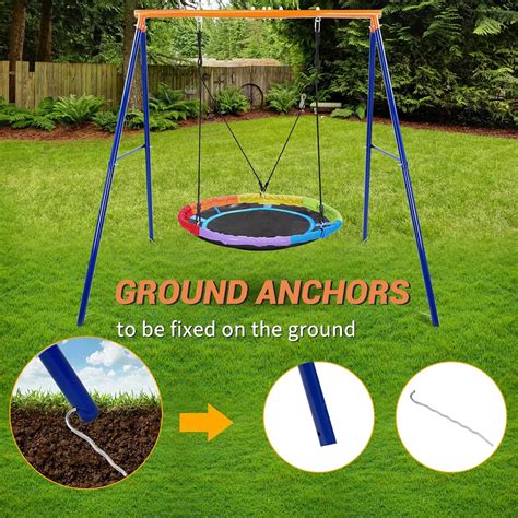 Buy Swing Sets for Backyard, Kiriner 45 Inch Saucer Swing Sets Outdoor ...