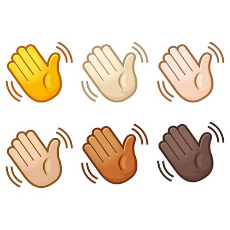 Emotional winkende Hand Hallo Emoji-Hand-Set aus verschiedenen ...