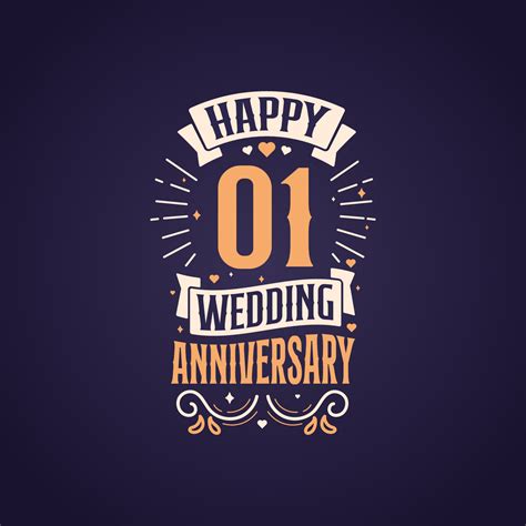 Happy 1st wedding anniversary quote lettering design. 1 years ...