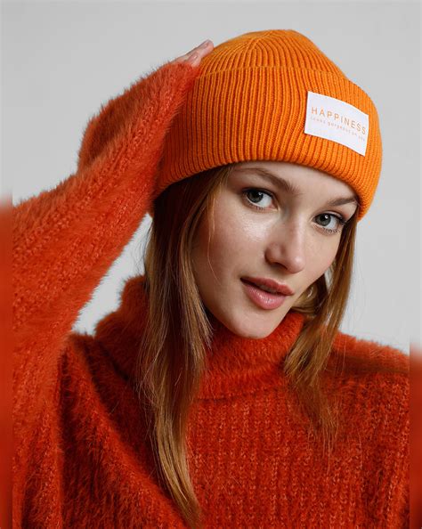 Orange Ribbed Beanie