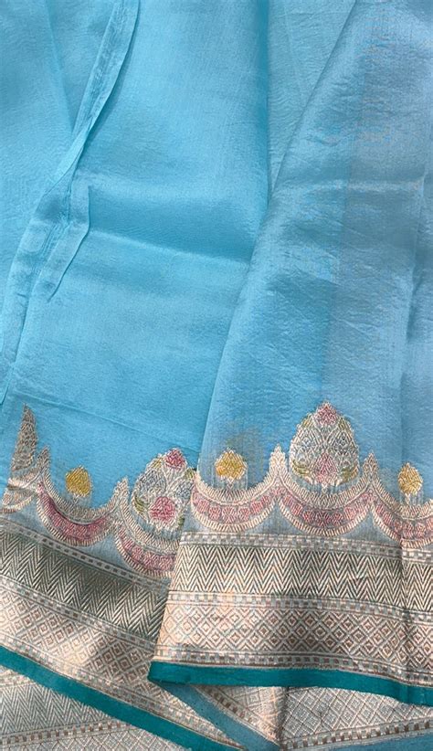 Sky Blue Banarasi Kora Silk Saree – Heritage Banaras Luxury