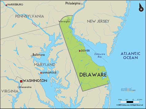 Geographical Map of Delaware and Delaware Geographical Maps