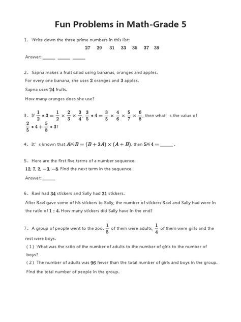 Class 5 Math Problems 的图像结果
