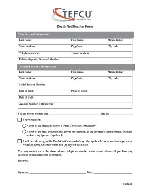 Fillable Online Death Notification Form - webidiz.net Fax Email Print ...