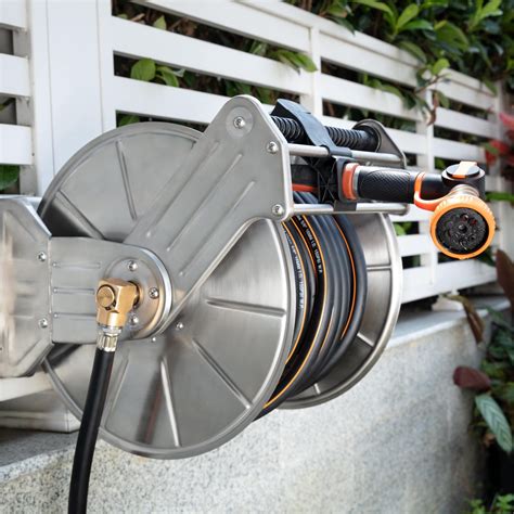 Giraffe Tools Stainless Steel Garden Hose Reel Heavy Duty, Wall/Floor ...