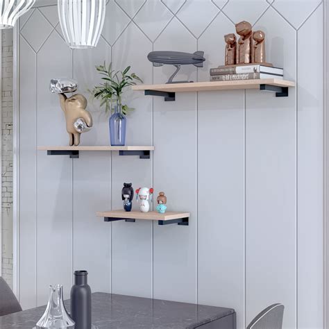 Floating Shelf Brackets 12 Inch, Heavy Duty Black Floating Shelving ...