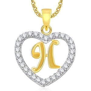 Buy MEENAZ Valentine Gifts 'H' Letter Heart Pendant Locket Alphabet for ...