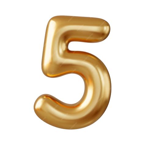 Premium Vector | 3d Number 5 Five Number sign gold color