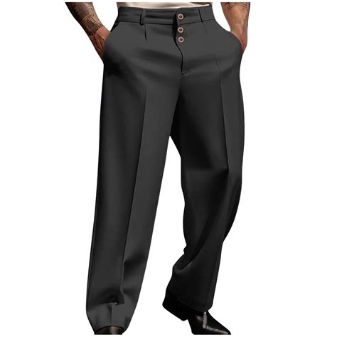JUUYY Men's Loose Fit Suit Dress Pants Casual Business Straight Leg ...