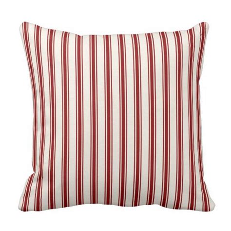 Emvency Throw Pillow Cover Classic Ticking Stripe Pattern Red and Cream ...