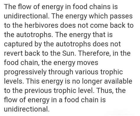 the flow of energy in a food chain is unidirectional.why? - Brainly.in