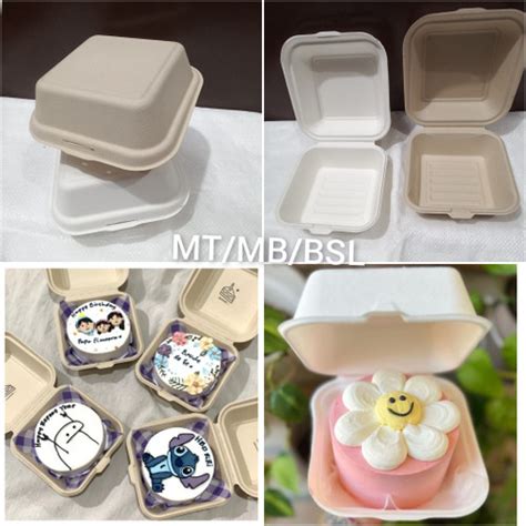 Jual Bagasse Box Lunch Burger Cake Tart Box Bento Korean Cake Kotak ...