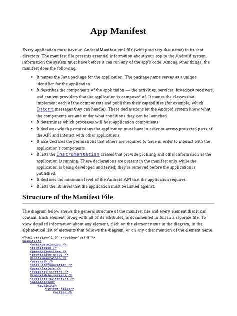 Image result for Manifest file Tutorial