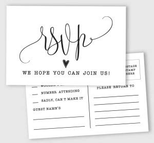 Inkdotpot 50 Blank RSVP Cards,RSVP Postcards No Envelopes Needed,Classy ...