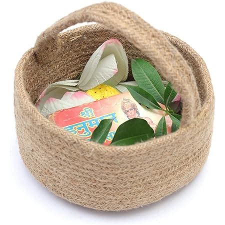 A.J TRADERS carry basket with handle, jute, beige, 7x4 inches : Amazon ...