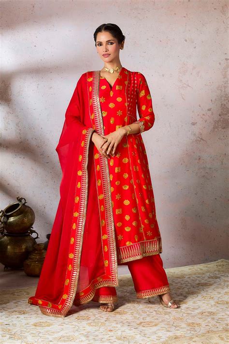 Red Trinkets Kurta Set – House Of Masaba