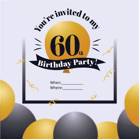 Free 60Th Birthday Invitation Templates, Editable and Printable