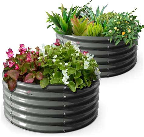 Amazon.com: A ANLEOLIFE 2-Pack 4ft x 18”Tall Round Galvanized Raised ...