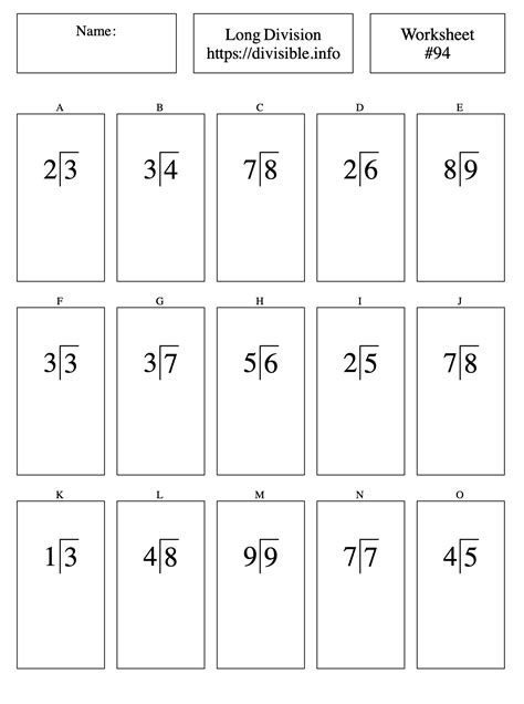 1-Digit divided by 1-Digit Long Division Worksheet #94