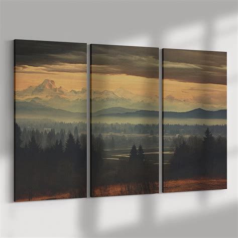 Triptych Wall Art Cascade Mountains Canvas Art Pacific Northwest 3 ...