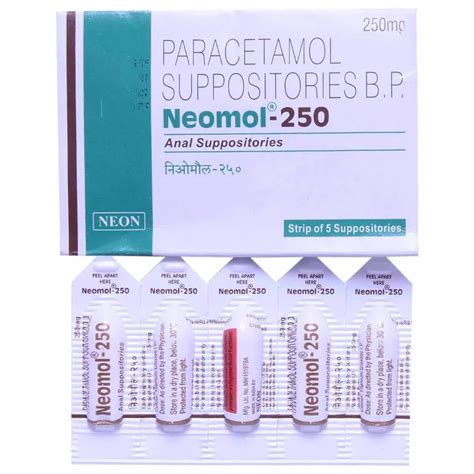 Buy Neomol 250 Anal Suppository online | Uses, Side Effects, Price and ...