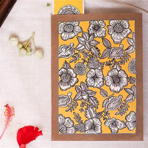 Buy Hand-painted Diary - Yellow Floral Estate Online On Zwende