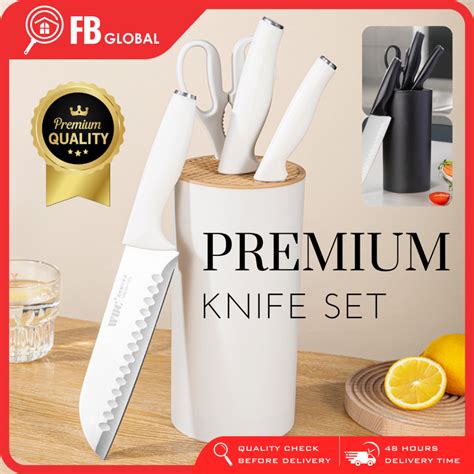 Premium White Knife Set With Holder Made In Japan Kitchen Knife Set Pisau Jepun Set Pisau Dapur ...