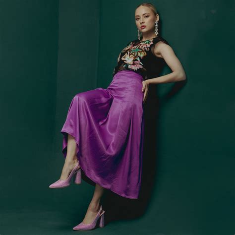 Saint Alyssa Crystal Embellished Purple Leather Heels – SaintG India