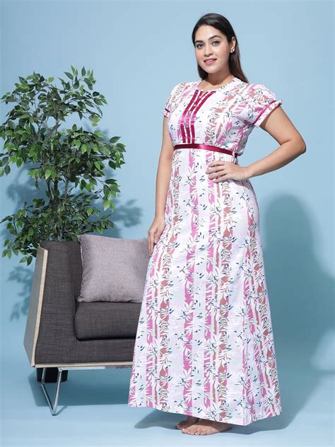Hosiery Cotton Designer Maxi Pink Nighty – 9shines label