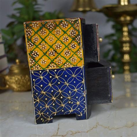 Wooden Hand Carved Multi-Utility Chest Drawers & Jewellery Box for Wom ...