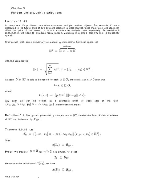 Lec5 - proba - Chapter 5 Random vectors, Joint distributions Lectures ...