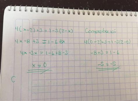 4(x-2) + 3 = 1-3(2-x) - Brainly.lat