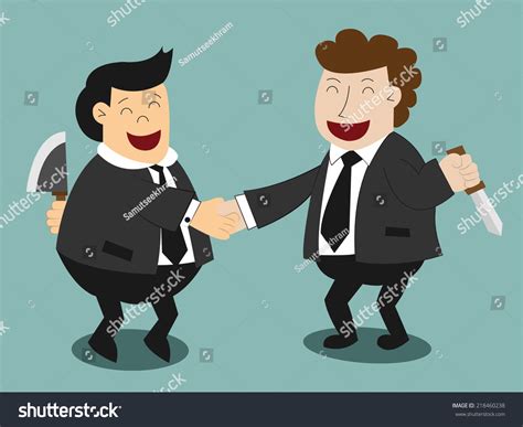 Dishonest Partnership. Two Businessmen People Shaking Hands And Holding ...