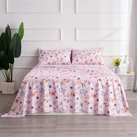 Amazon.com: Pink Queen Sheets Set Flower Bed Sheets 4 Piece - Pink ...
