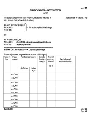 Fillable Online E SHIPMENT NOMINATION and ACCEPTANCE FORM (DURUM) This ...