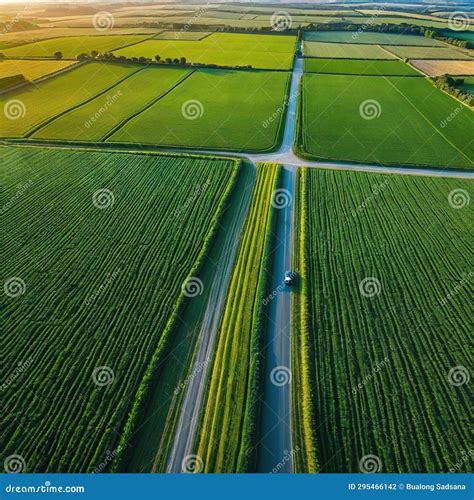 Aerial Image of French Meadows and Agricultural Gorgeous French Landscape with Lush Meadows and ...