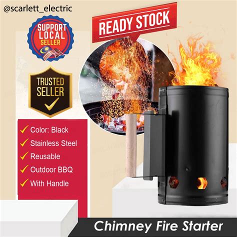 Barbecue Charcoal Chimney Starter BBQ Fire Starters Bucket Briquette ...