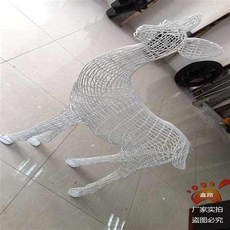不锈钢金属镜面电镀抽象招财鹿商场户外花园林小区玻璃钢雕塑摆件-阿里巴巴