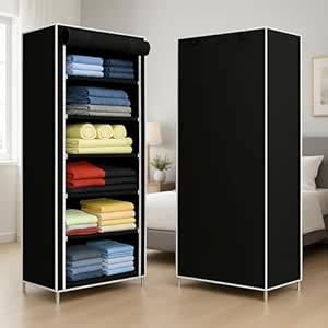 BONTEC Collapsible Wardrobe 6 Shelves Storage Clothes Storage Rack ...