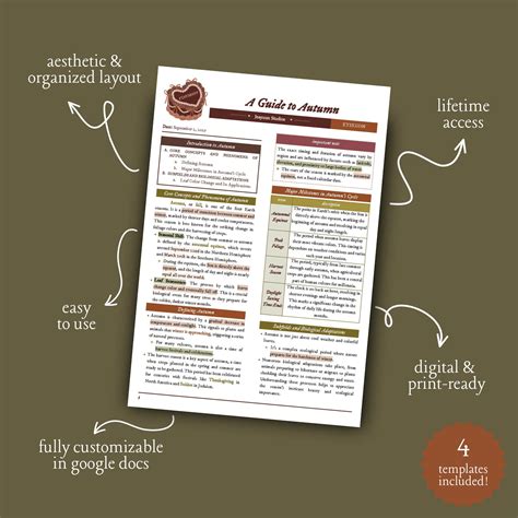 Printable Study Notes & Reviewer Template (autumn) | Editable Google ...