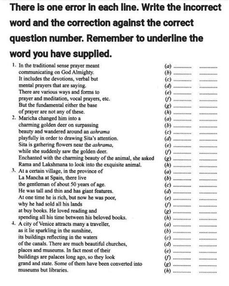 There Are One Error in Each Line. Write the Incorrect Word & The ...