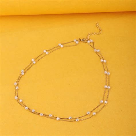 Carlton London White Rose Gold-Plated Layered Necklace Fjn3859 ...