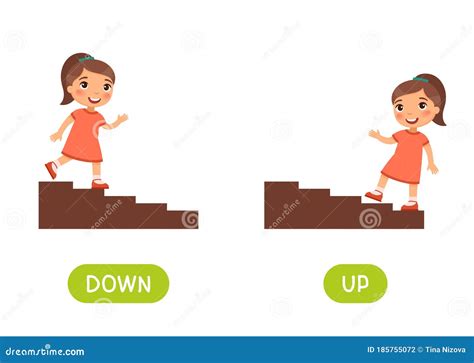 Opposites Concept, UP And DOWN. Word Card For Language Learning ...