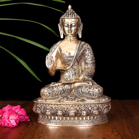 Brass Hand carved Blessing Buddha (13 Inch) – Velan Store