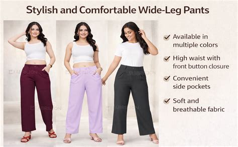 Buy Women Wide Leg Trousers High Waist Straight Fit Pants with Front ...