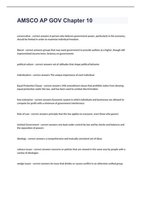 AMSCO AP GOV Chapter 10 fully solved 2023/2024 latest update - AMSCO AP ...