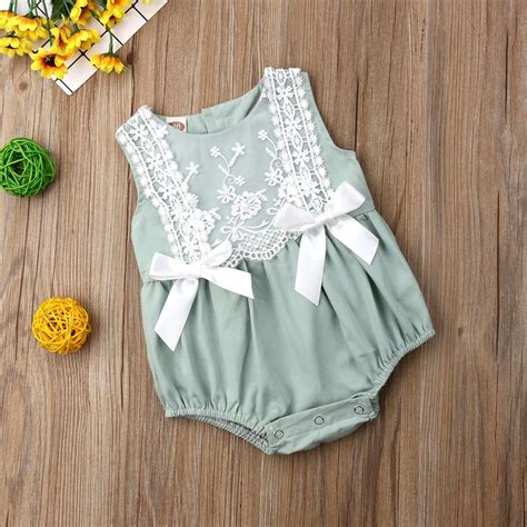 2019 Newborns/Infants Baby Girls Lace Ruffled Rompers Sizes 6M-24M ...